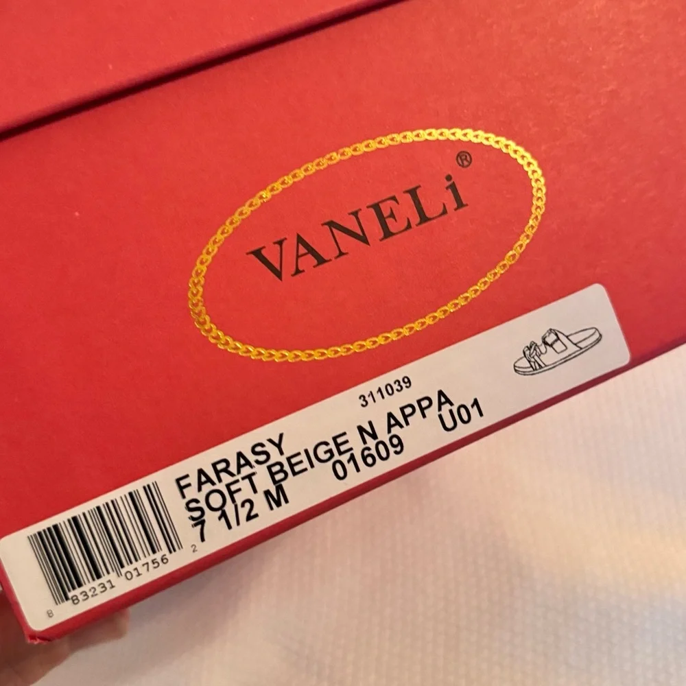 VANELI Farasy Soft Beige & Gold Chain Slide Sandals Women’s Shoes